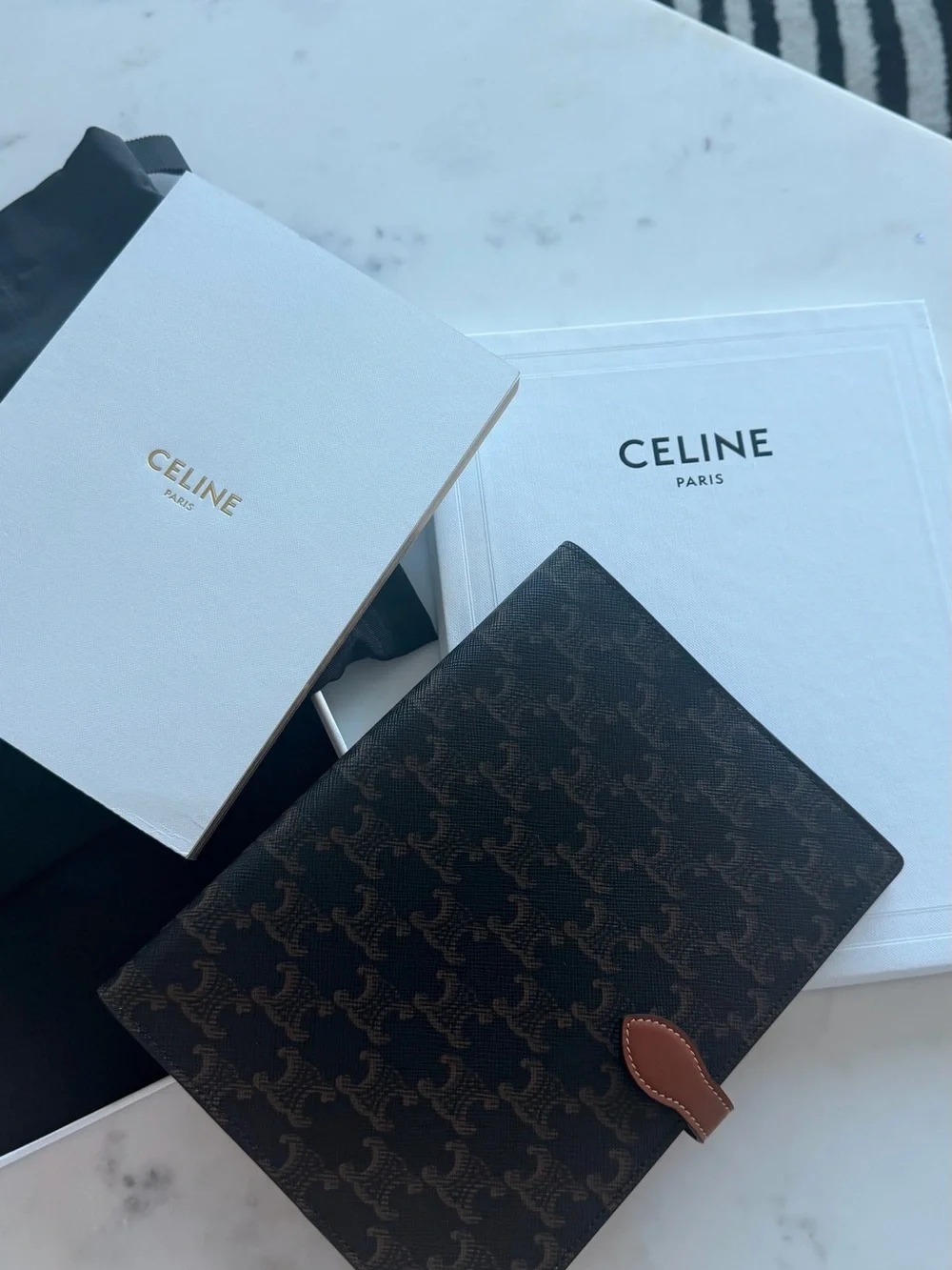Celine Medium Triomphe Canvas & Calfskin Notebook Cover + Notebook